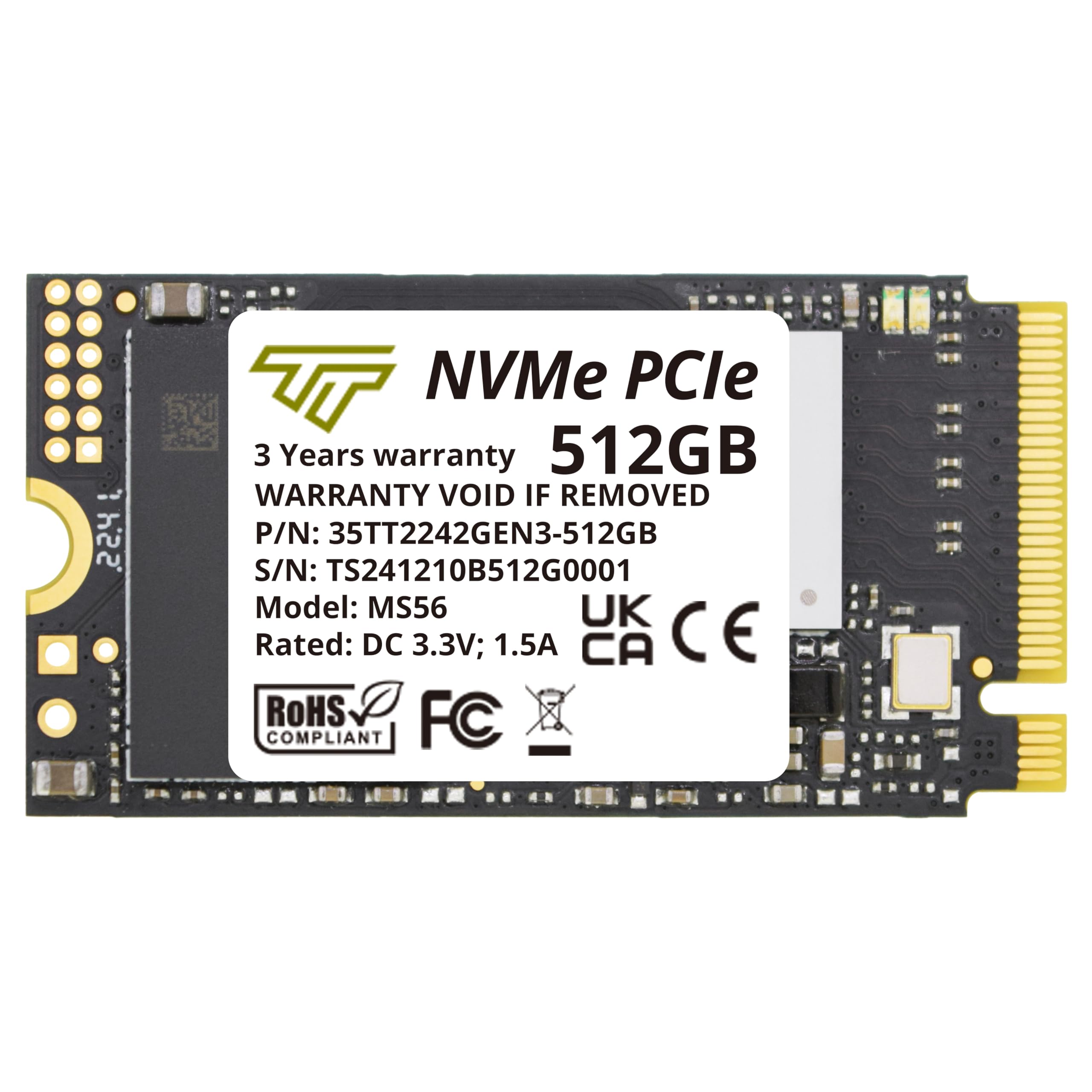 Amazon | Timetec 512GB M.2 2242 SSD NVMe PCIe Gen3x4 3D NAND TLC